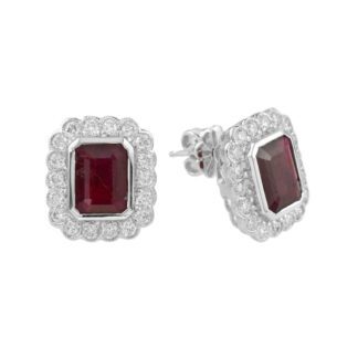 Ruby & Diamond Earrings Set in 14KT White Gold