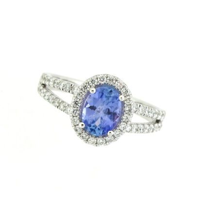 Tanzanite & Diamond Ring in 14KT White Gold