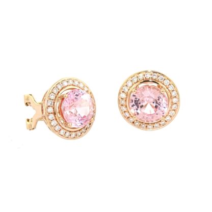 Morganite & Diamond Earrings in 14KT Rose Gold