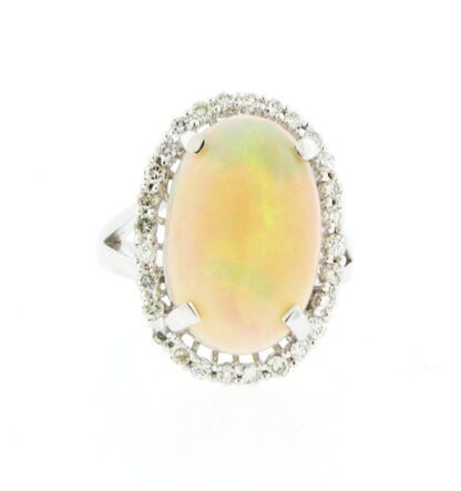 Ethiopian Opal & Diamond Ring in 14KT White Gold