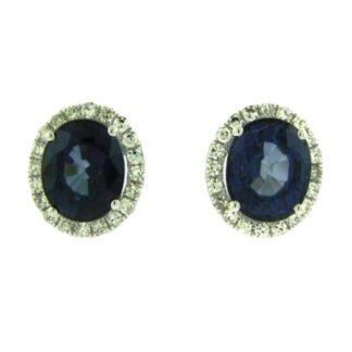 Sapphire Earrings with a Diamond Halo in 14KT White Gold