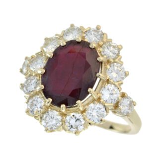 2375R Unique Ruby & Diamond Ring in 14KT Yellow Gold