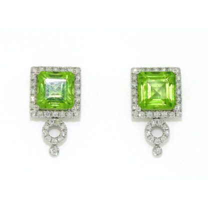 Peridot & Diamond Earrings in 10KT White Gold