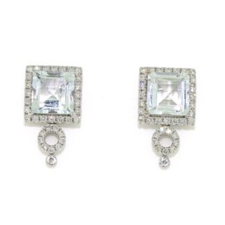 Aquamarine & Diamond Earrings in 10KT White Gold