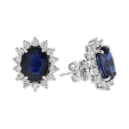 224420S Unique Sapphire & Diamond Earrings in 14KT White Gold