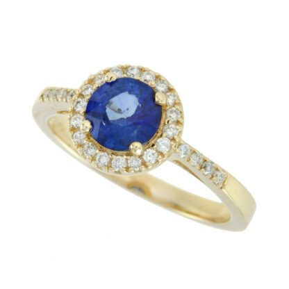 4371S Sapphire & Diamond Halo Ring in 14KT Yellow Gold