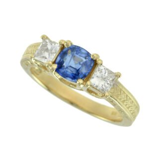 4403S Ceylon Sapphire & Diamond Ring in 14KT Yellow Gold