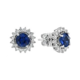 Sapphire & Diamond Earrings in 14KT White Gold