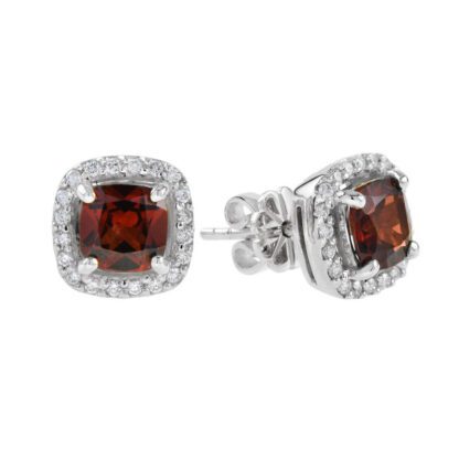 44661G Classic Garnet & Diamond Earrings in 10KT Gold