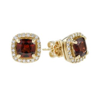 44661G Classic Garnet & Diamond Earrings in 10KT Gold