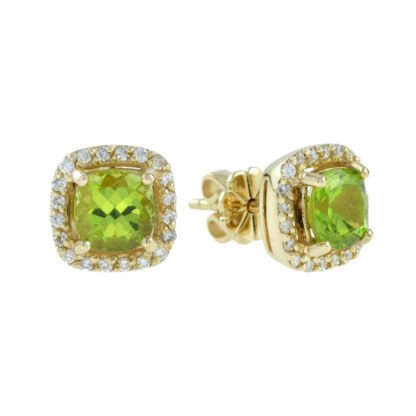 44661P Classic Peridot & Diamond Earrings in 10KT Gold