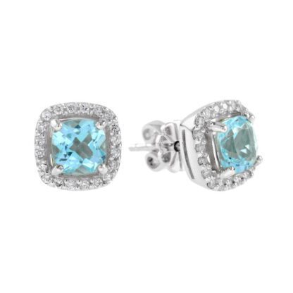 44661T Classic Blue Topaz & Diamond Earrings in 10KT Gold