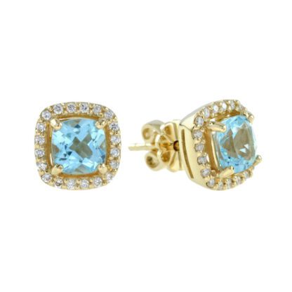 44661T Classic Blue Topaz & Diamond Earrings in 10KT Gold