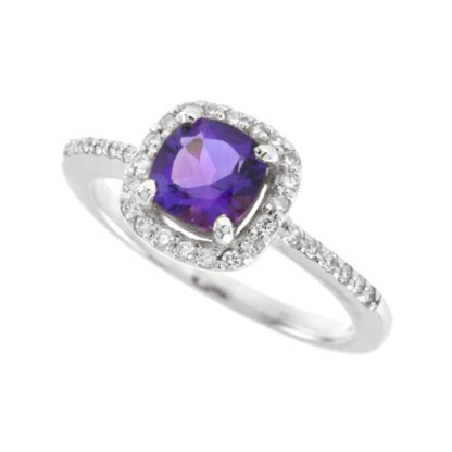 4466A Classic Amethyst & Diamond Ring in 10KT Gold
