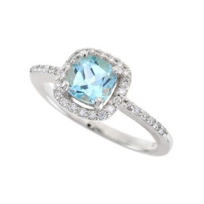 4466T Classic Blue Topaz & Diamond Ring in 10KT Gold