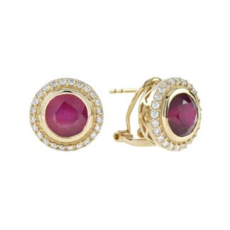 44891R Classic Ruby & Diamond Earrings in 14KT Yellow Gold
