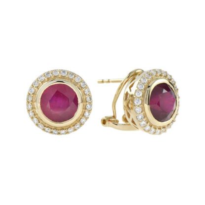 44891R Classic Ruby & Diamond Earrings in 14KT Yellow Gold