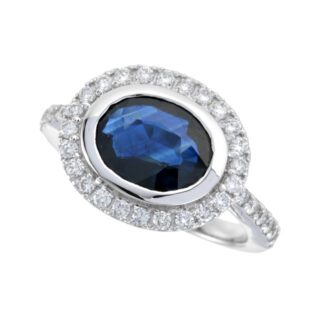 4367S Classic Sapphire & Diamond Halo Ring in 14KT White Gold