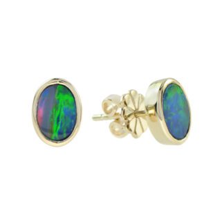 20561O-Y Opal Stud Earrings in 10KT Yellow Gold