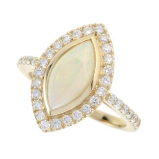 4592O-Y Marquis Opal & Diamond Ring in 14KT Gold