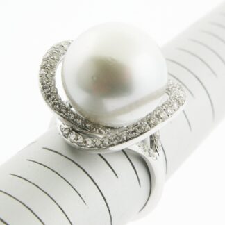 863912 South Seas Pearl & Diamond Ring in 14KT White Gold