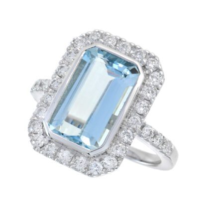 44653Q Unique Aquamarine & Diamond Ring in 14KT White Gold