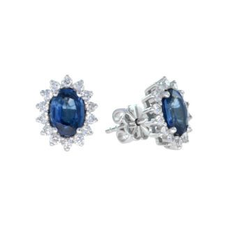 46521S Natural Sapphire & Diamond Earrings in 14KT White Gold