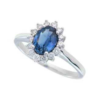 4652S Natural Sapphire & Diamond Ring in 14KT White Gold