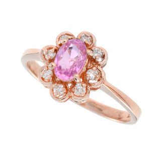 0258PS Pink Sapphire & Diamond Ring in 14KT Gold