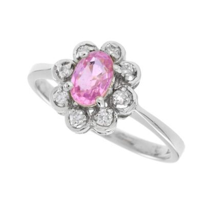 0258PS-W Pink Sapphire & Diamond Ring in 14KT Gold