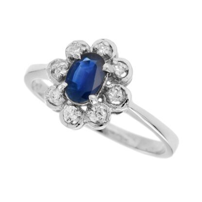 0258S-W Sapphire & Diamond Ring in 14KT Gold