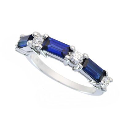 4722S Sapphire & Diamond Band in 14KT White Gold