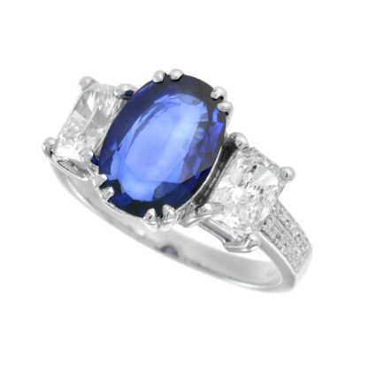 4723S Natural Sapphire & Diamond Ring in 14KT White Gold