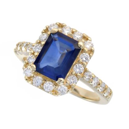 46534S Classic Sapphire & Diamond Ring in 14KT Yellow Gold