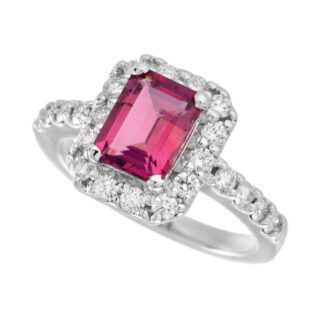 4653PT-W Pink Tourmaline & Diamond Ring in 14KT White Gold