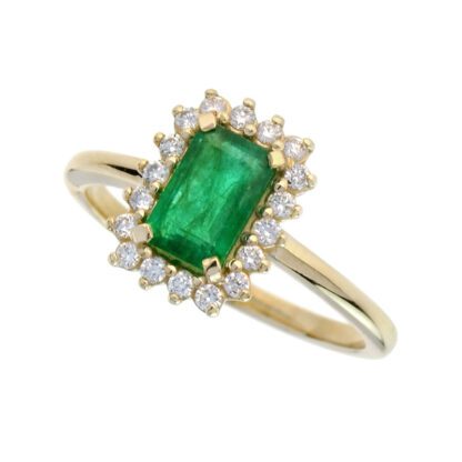 4818E Emerald & Diamond Ring in 14KT Yellow Gold