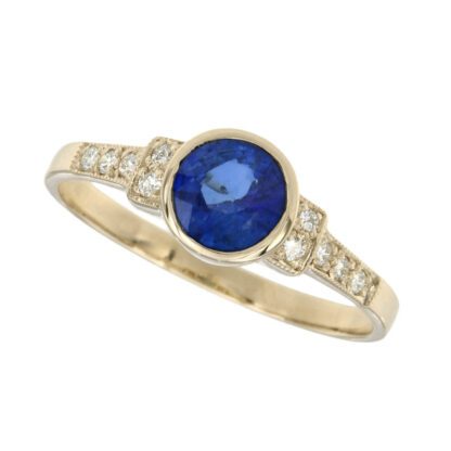 0600S-Y Vintage Sapphire & Diamond Ring in 14KT Yellow Gold