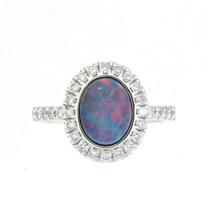 983414O Australian Opal & Diamond Ring in 14KT White Gold