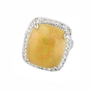 07608 Ethiopian Opal and Diamond Ring in 14KT Gold