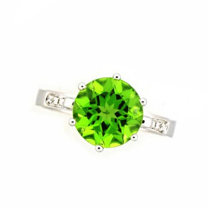 8985P Peridot & Diamond Ring in 14KT White Gold