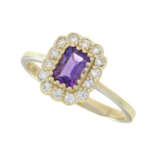 4010A Vintage Amethyst & Diamond Ring in 10KT Yellow Gold
