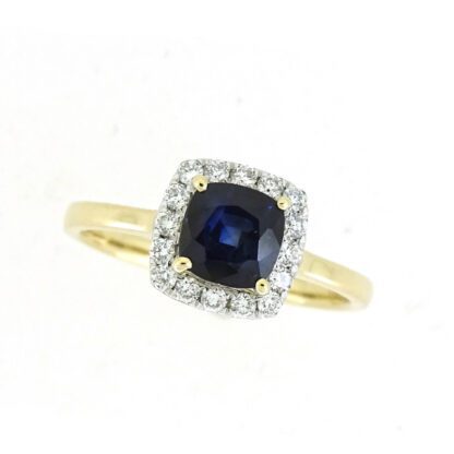 8778S Cushion Sapphire & Diamond Ring in 14KT Yellow Gold