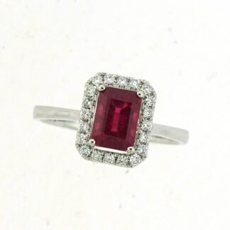 877875R Classic Ruby & Diamond Ring in 14KT White Gold