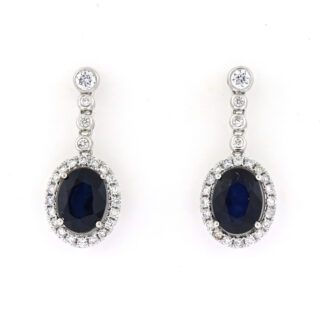 888626S Sapphire & Diamond Dangle Earrings in 14KT White Gold