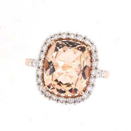 97941M Morganite & Diamond Ring in 14KT Rose Gold