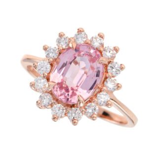 4591M Princess Morganite & Diamond Ring in 14KT Rose Gold