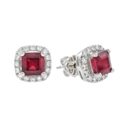 44901R Classic Ruby & Diamond Earrings in 14KT White Gold