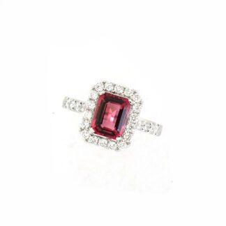 8790PT Unique Pink Tourmaline & Diamond Ring in 14KT White Gold