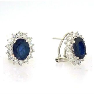 88851S Classic Sapphire & Diamond Halo Earrings in 14KT White Gold