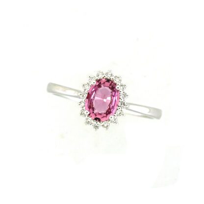 8885PS Pink Sapphire & Diamond Ring in 14KT White Gold